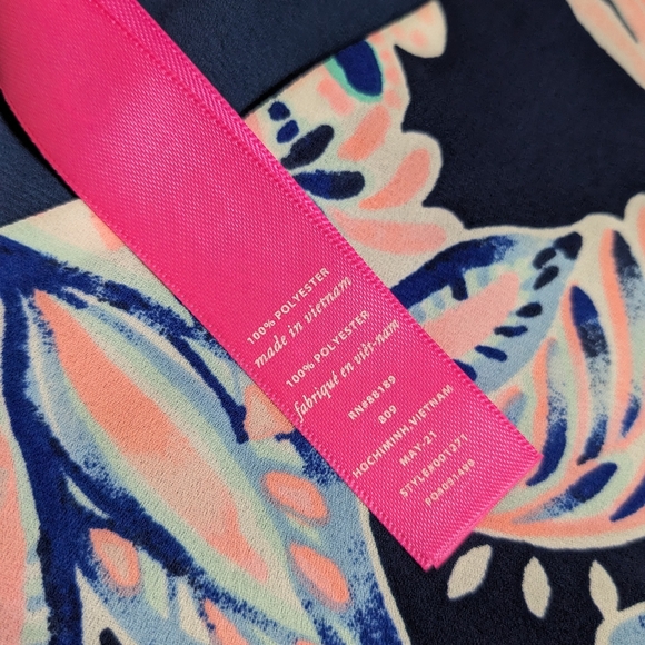 EUC! Lilly Pulitzer Florin Reversible Top High Tide Navy Holy Flockamolie Size S - Picture 5 of 14